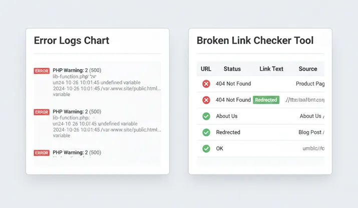 بررسی خطاها و صفحات 404
