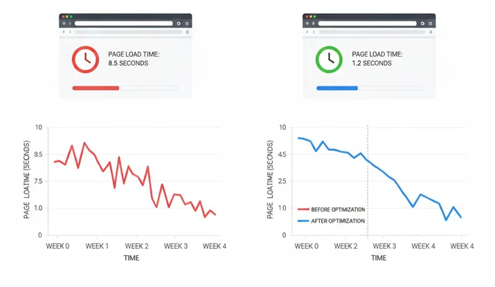 مقایسه سرعت سایت قبل و بعد از بهینه‌سازی