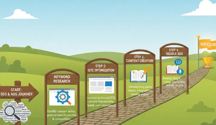 مراحل بازاریابی با سئو و گوگل ادز