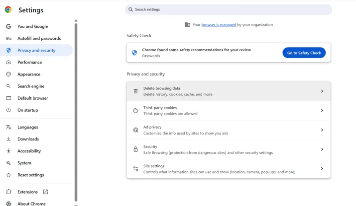 پاکسازی کش مرورگر